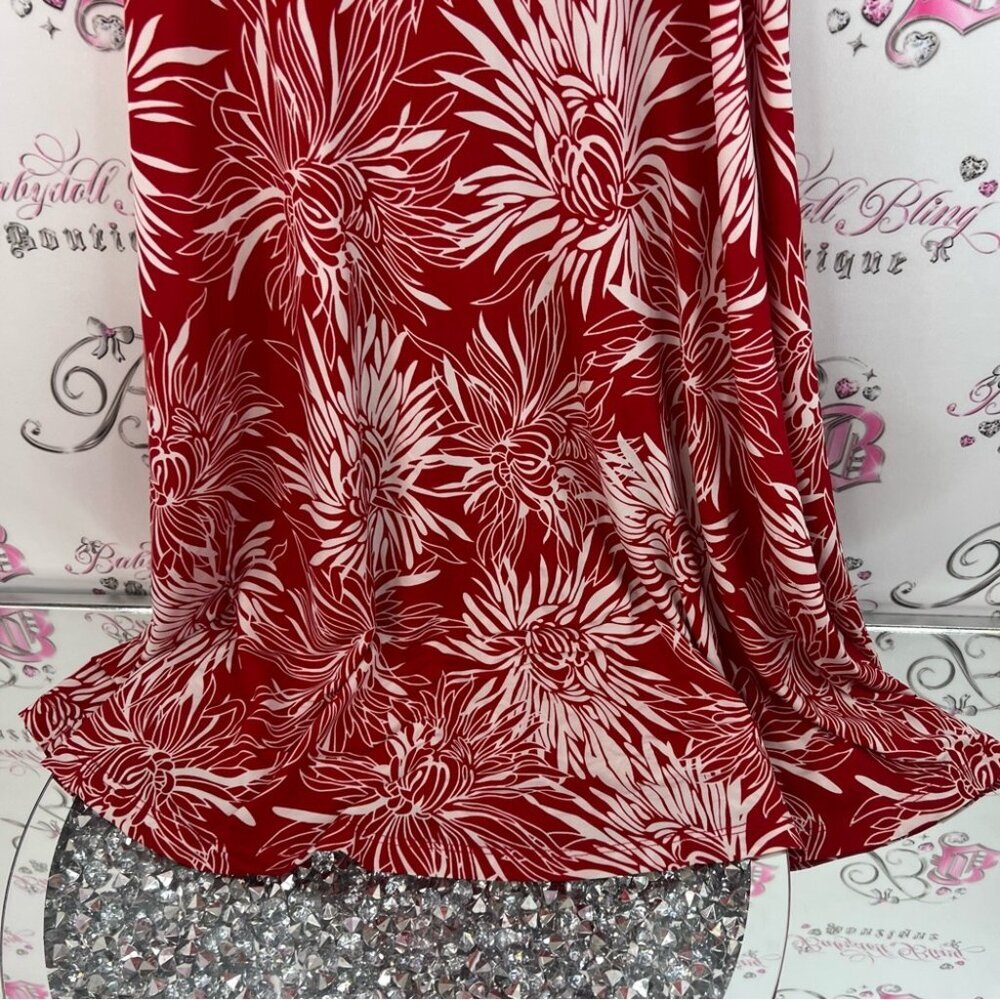Matri dress floral flowers red White Floral long dress strappy boho - Picture 4 of 9